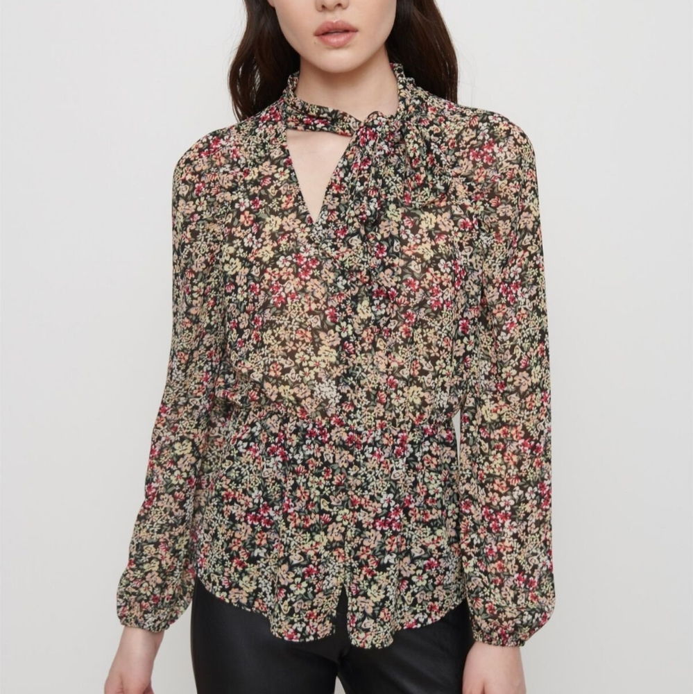 Dynamite button up neck tie bloue